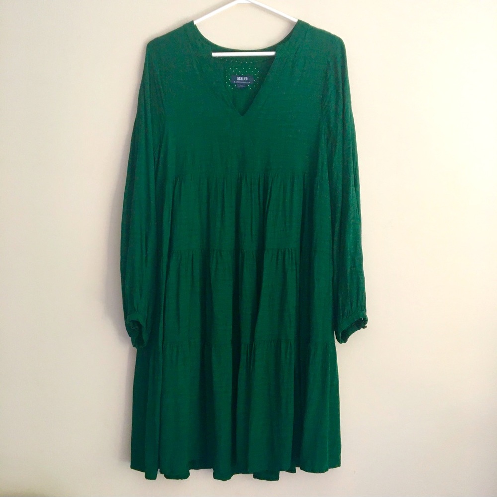 Anthropologie Emerald Long Sleeve Dress